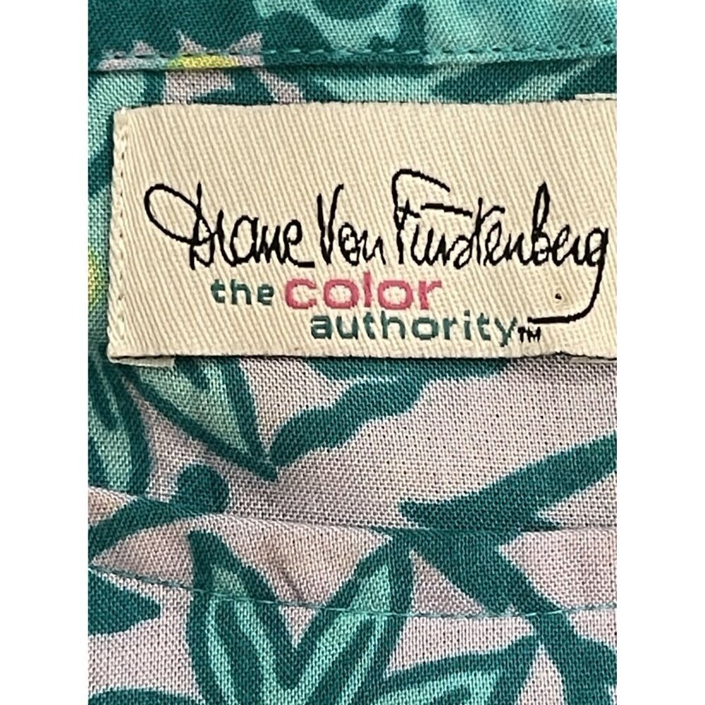 Diane Von Furstenberg DVF Teal/Purple Print Sleeveless‎ Top Size 1X 100% Viscose - Picture 6 of 9